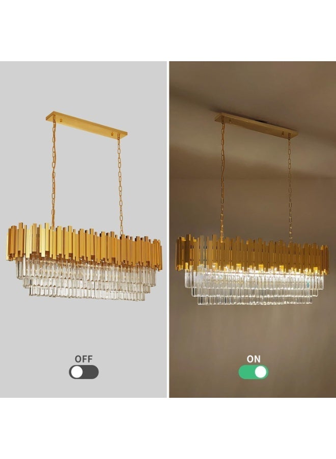 ALMIFTAH Luxury Modern Crystal Chandelier – 10-Light Gold Oval Hanging Ceiling Light for Dining Room, Living Room, Kitchen Island, Foyer, Hallway – Contemporary Decorative Lighting - Image 2